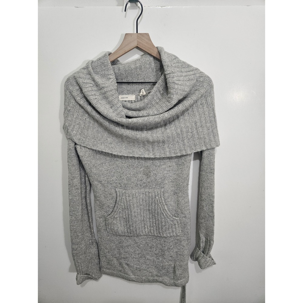 Sleeping on Snow Anthropologie Grey Cowl Neck Rabbit Hair‎ Blend Sweater Tunic S
